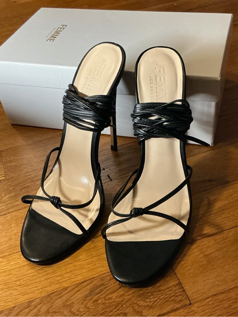 FEMME LA Black Strappy Heel Sandals - Women - Picture 13 of 15